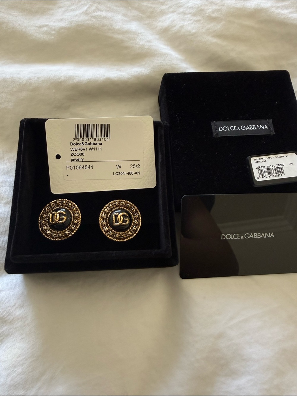 Dolce & Gabbana Gold and Black DG Medallion Earrings
